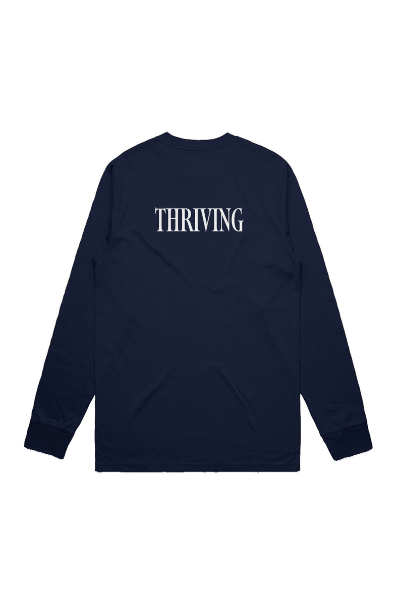 9 To 5 Thriving - Navy Classic Double Sided L/S T-Shirt – Nyn To Fyv