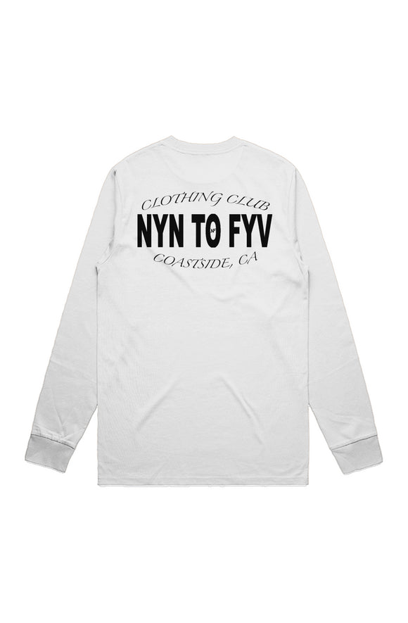 9 To 5 Clothing Club - White Double Sided L/S T-Shirt