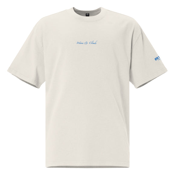 9 To 5 Waves & Clouds - Faded Bone Oversized Tee