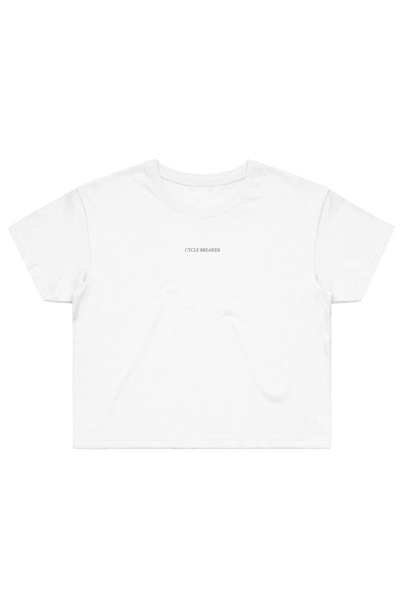 9 To 5 Cycle-Breaker - White Crop T-Shirt