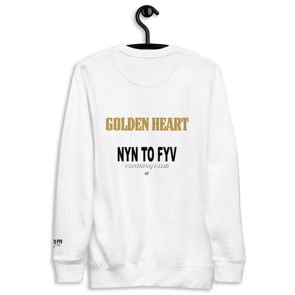 9 To 5 Golden Heart - White Double Sided Premium Sweatshirt